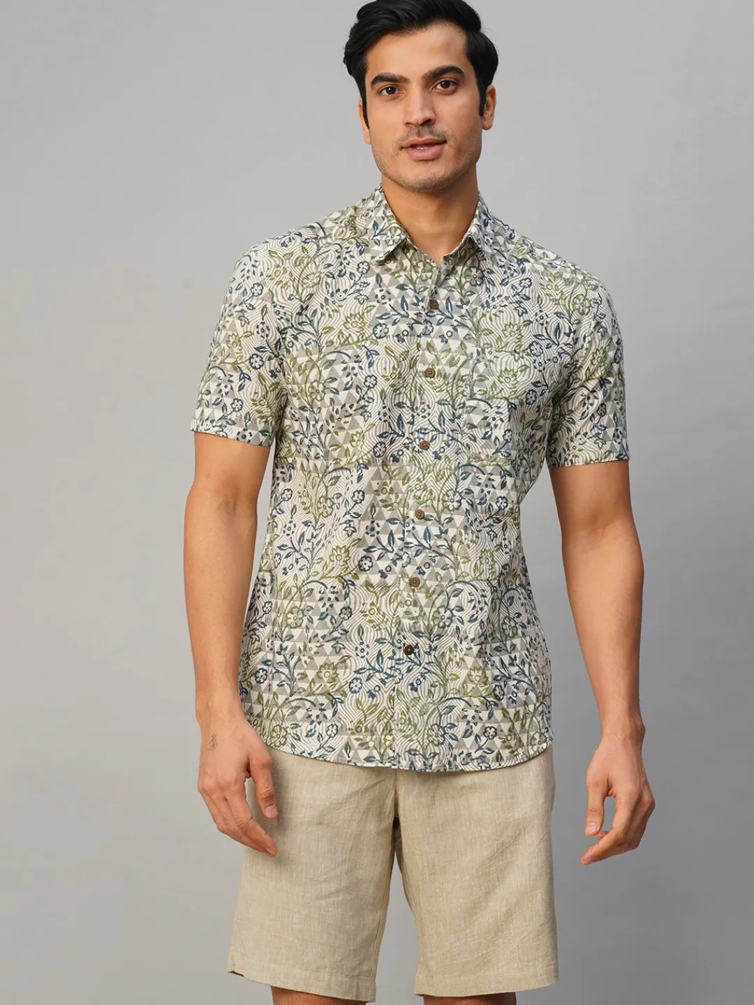 Women Cottonworld Print | Print^Men's Cotton Hand Block Printed Regular Fit Shirt
