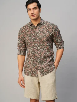 Women Cottonworld Print | Print^Men's Cotton Hand Block Printed Slim Fit Shirt