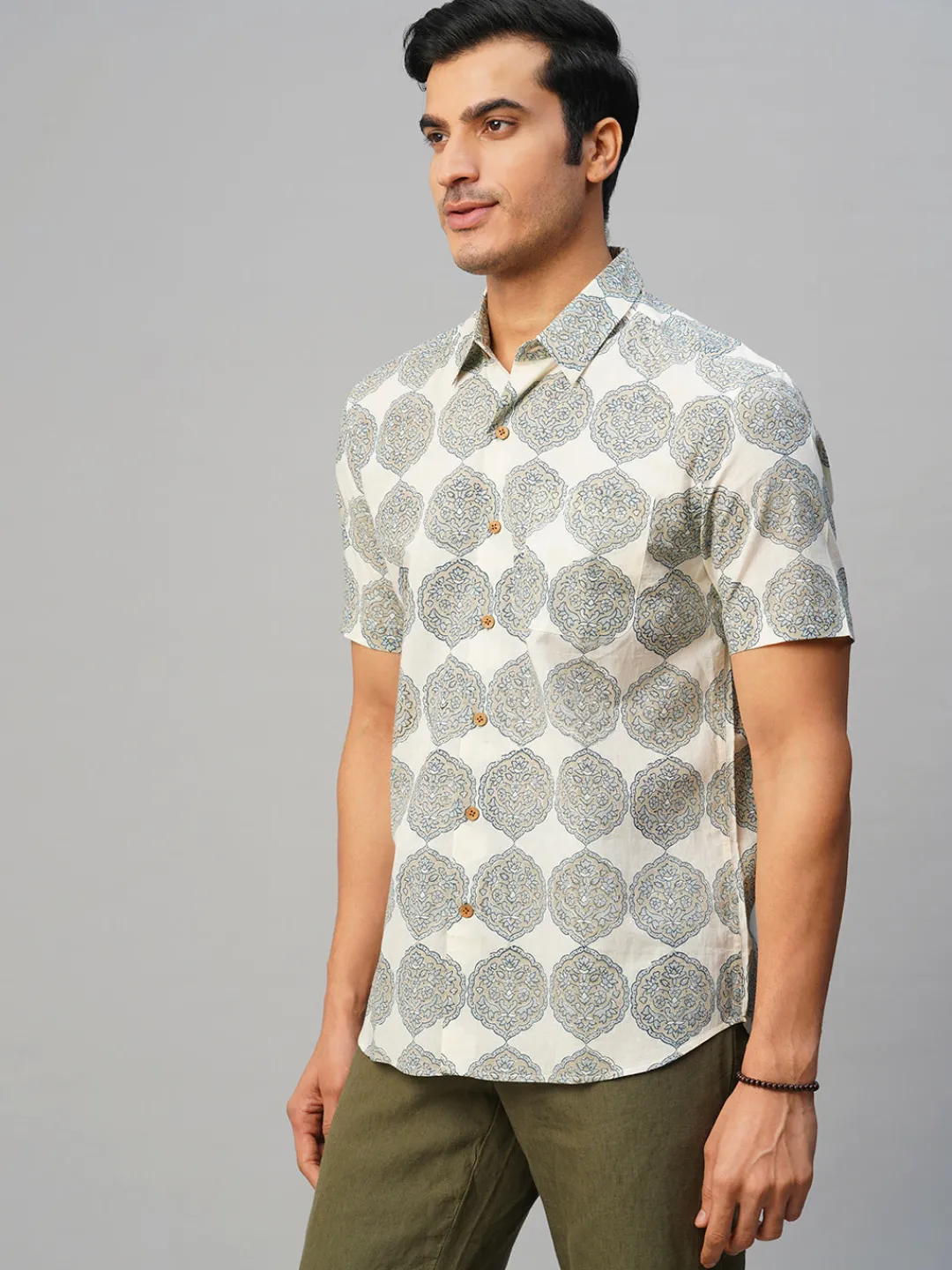Women Cottonworld Print | Print^Men's Cotton Hand Block Printed Regular Fit Shirt