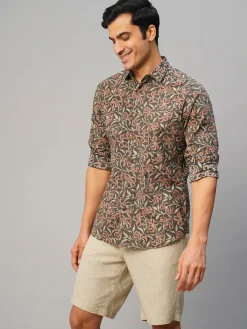 Women Cottonworld Print | Print^Men's Cotton Hand Block Printed Slim Fit Shirt