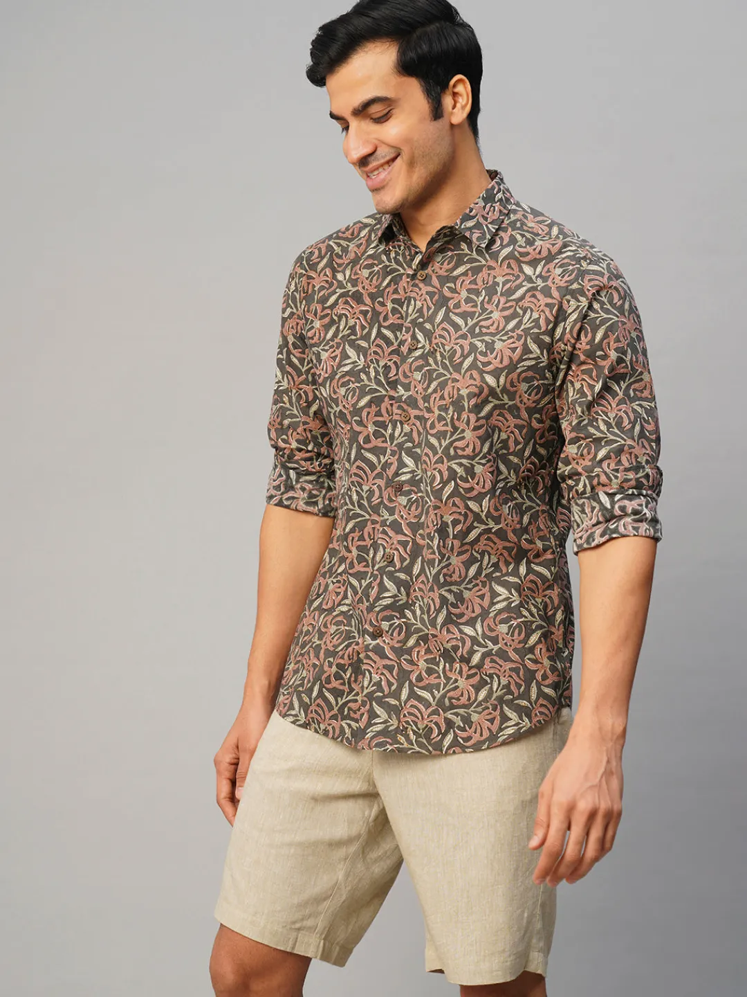 Women Cottonworld Print | Print^Men's Cotton Hand Block Printed Slim Fit Shirt