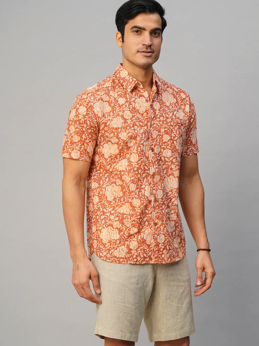 Women Cottonworld Print | Print^Men's Cotton Hand Block Printed Regular Fit Shirt