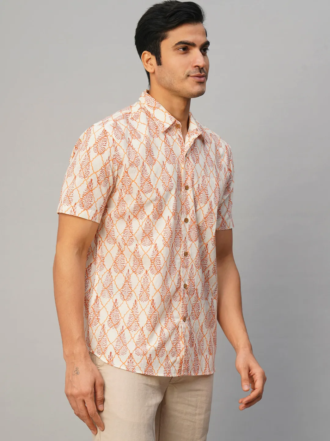 Women Cottonworld Print | Print^Men's Cotton Hand Block Printed Regular Fit Shirt