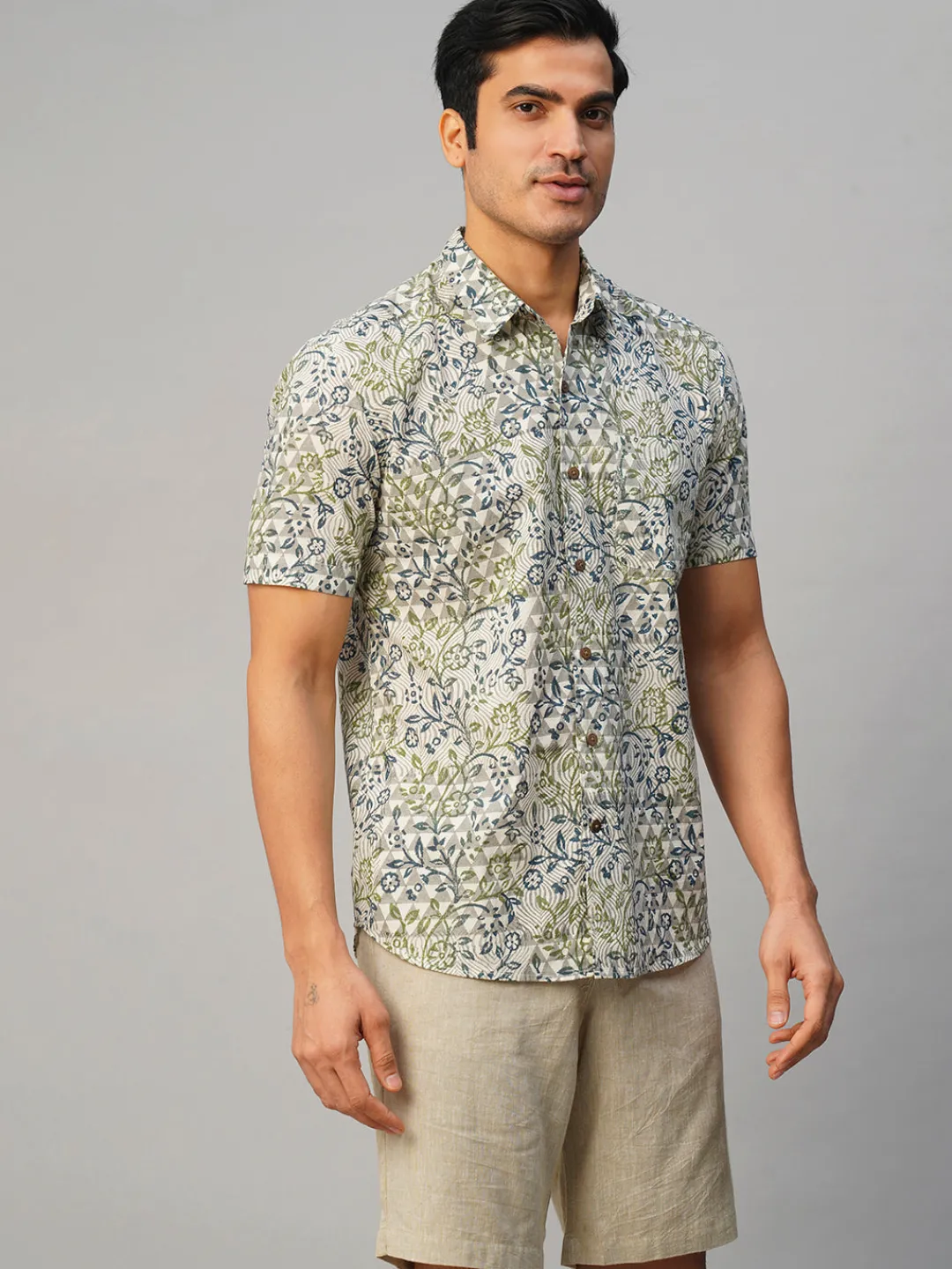 Women Cottonworld Print | Print^Men's Cotton Hand Block Printed Regular Fit Shirt
