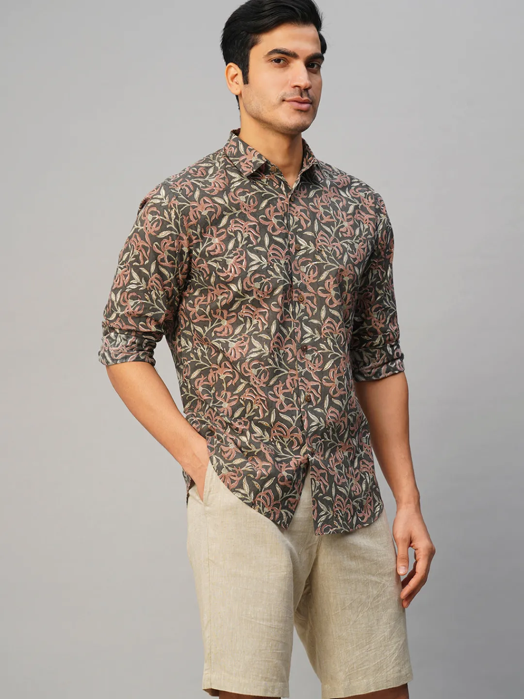 Women Cottonworld Print | Print^Men's Cotton Hand Block Printed Slim Fit Shirt