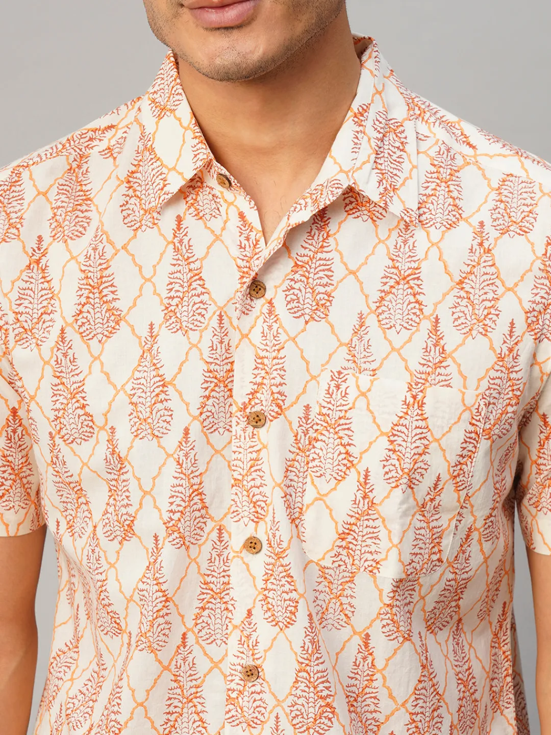 Women Cottonworld Print | Print^Men's Cotton Hand Block Printed Regular Fit Shirt