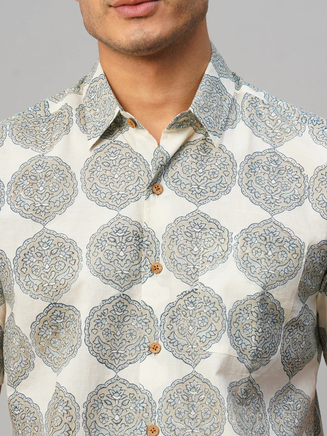 Women Cottonworld Print | Print^Men's Cotton Hand Block Printed Regular Fit Shirt