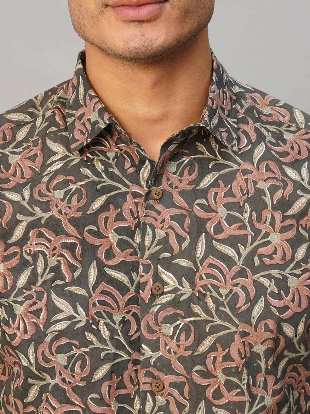 Women Cottonworld Print | Print^Men's Cotton Hand Block Printed Slim Fit Shirt