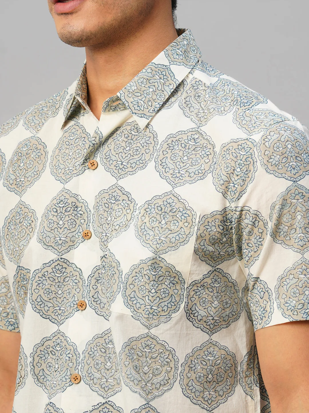 Women Cottonworld Print | Print^Men's Cotton Hand Block Printed Regular Fit Shirt