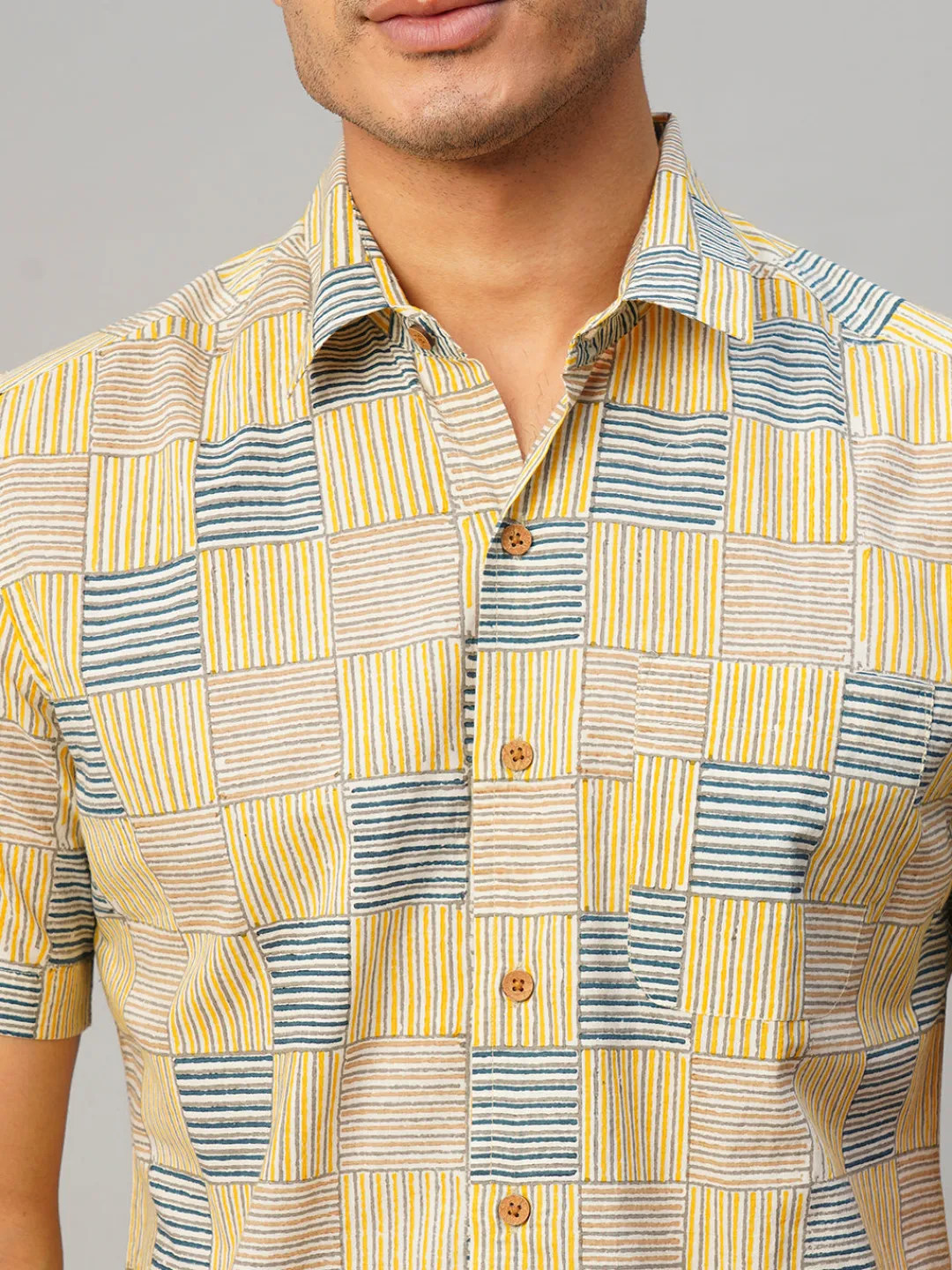 Women Cottonworld Print | Print^Men's Cotton Hand Block Printed Regular Fit Shirt