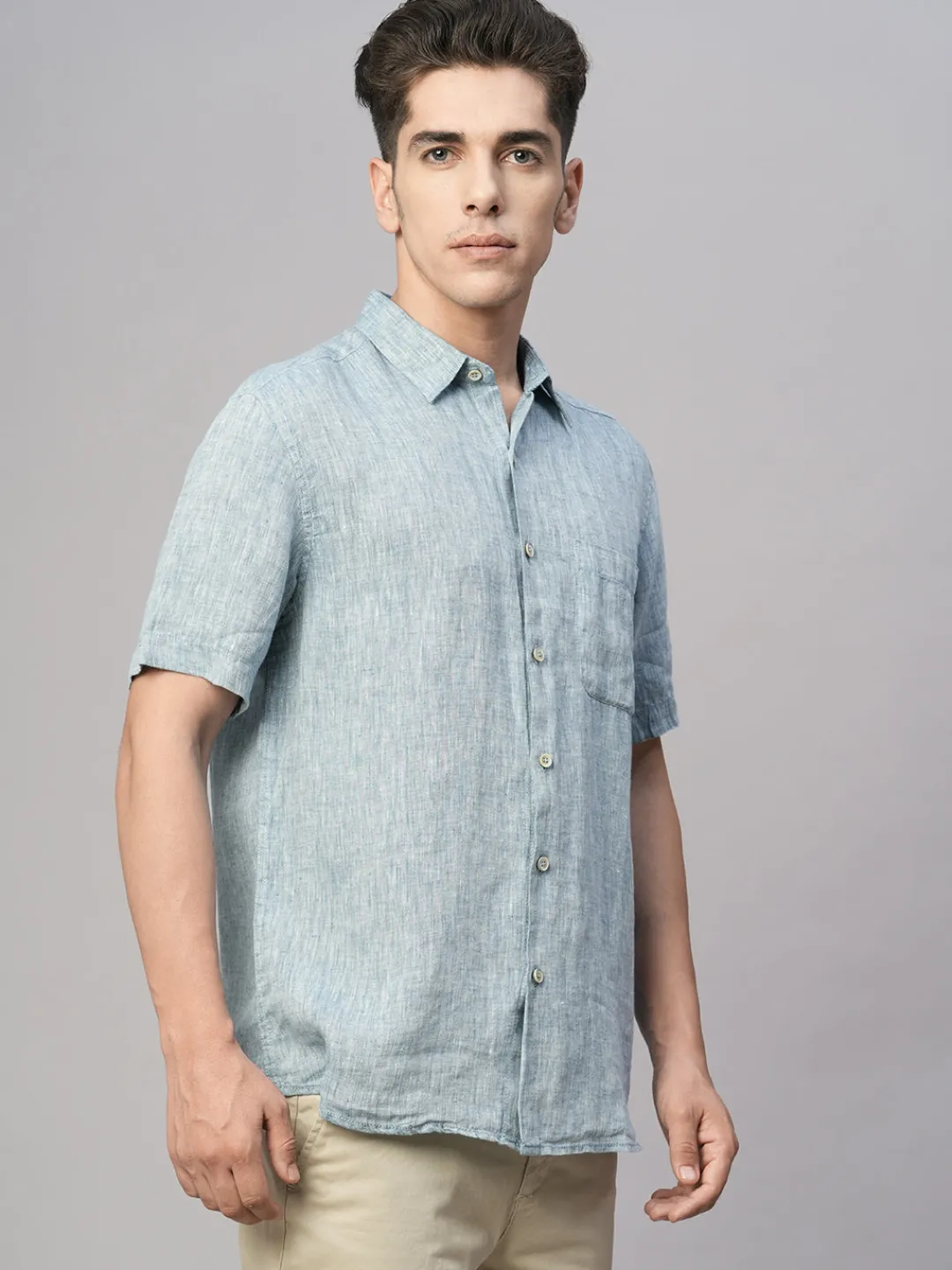 Women Cottonworld 100% Linen Shirts | 100% Linen Shirts^Men's 100% Linen Regular Fit Shirt