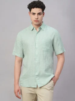 Women Cottonworld 100% Linen Shirts | 100% Linen Shirts^Men's 100% Linen Regular Fit Shirt