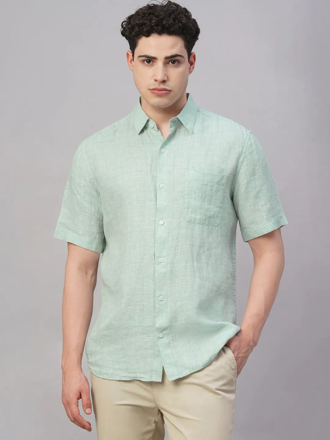 Women Cottonworld 100% Linen Shirts | 100% Linen Shirts^Men's 100% Linen Regular Fit Shirt