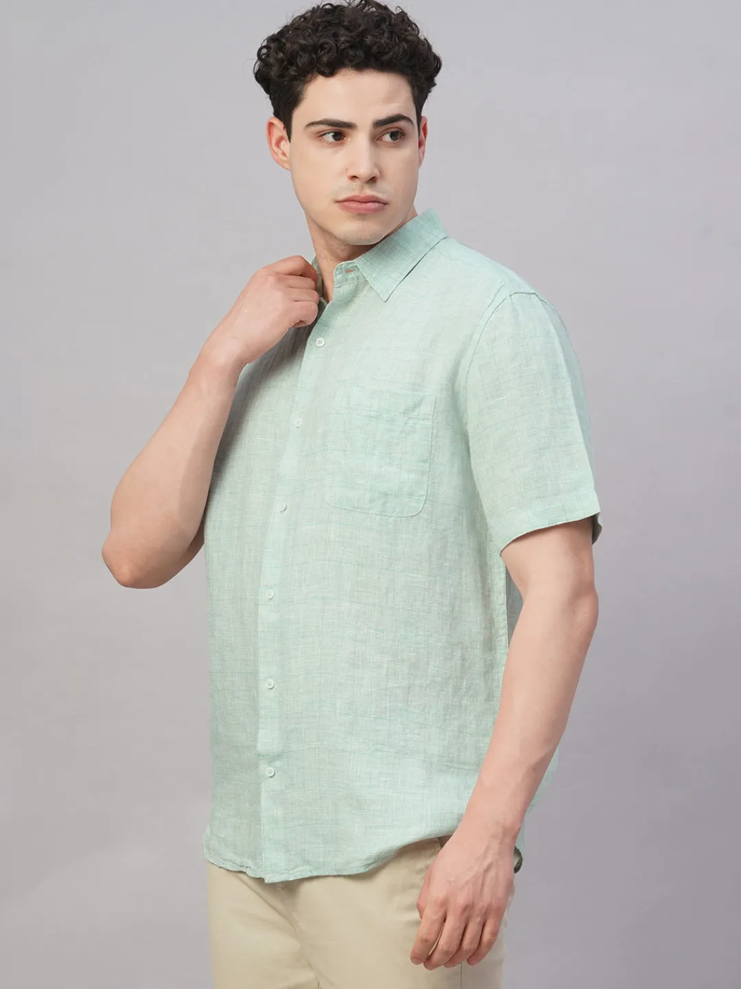 Women Cottonworld 100% Linen Shirts | 100% Linen Shirts^Men's 100% Linen Regular Fit Shirt