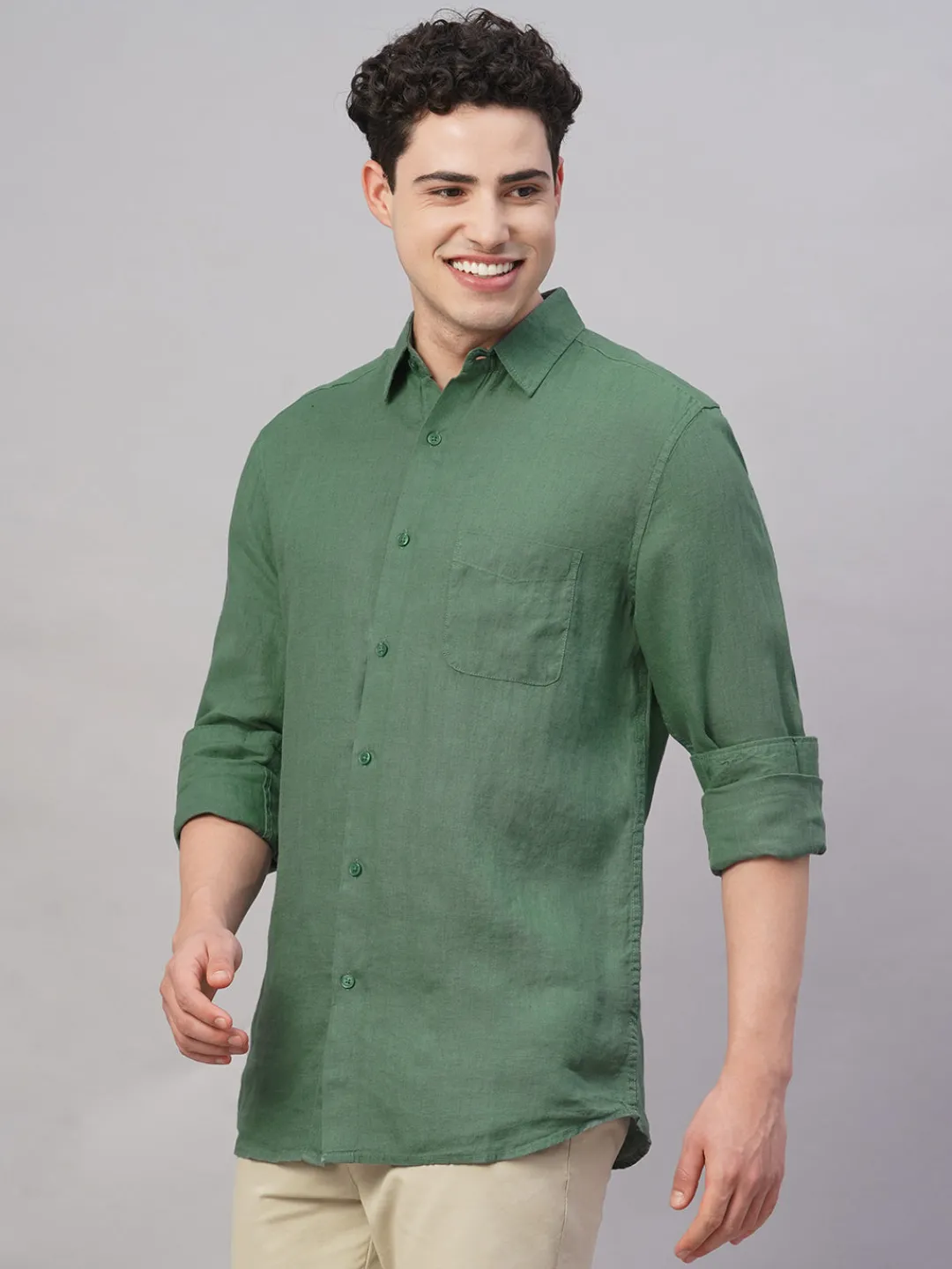 Women Cottonworld 100% Linen Shirts | 100% Linen Shirts^Men's 100% Linen Regular Fit Shirt