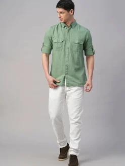 Women Cottonworld Shirts | Shirts^Men's Linen Cotton Regular Fit Shirt