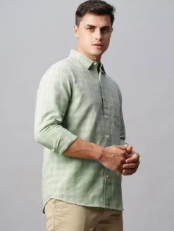 Women Cottonworld Shirts | Shirts^Men's Linen Cotton Regular Fit Checked Shirt