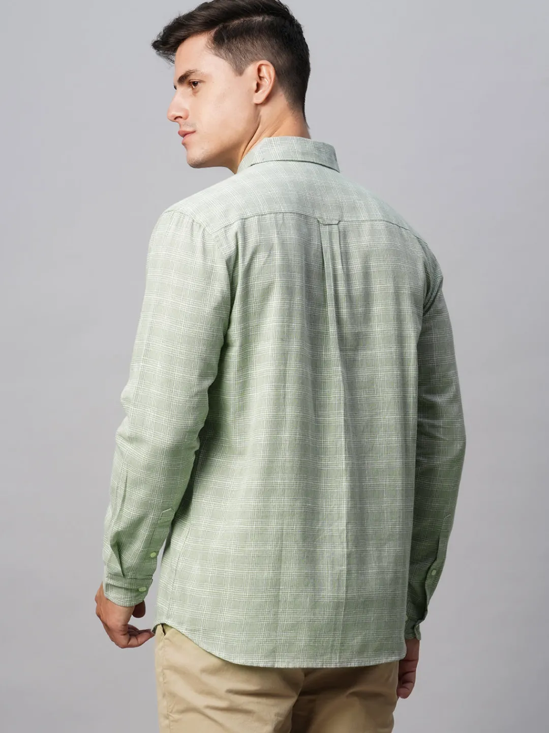Women Cottonworld Shirts | Shirts^Men's Linen Cotton Regular Fit Checked Shirt