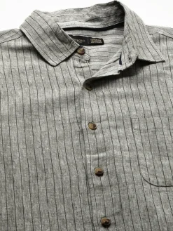 Women Cottonworld Shirts | Shirts^Men's Linen Cotton Regular Fit Striped Shirt