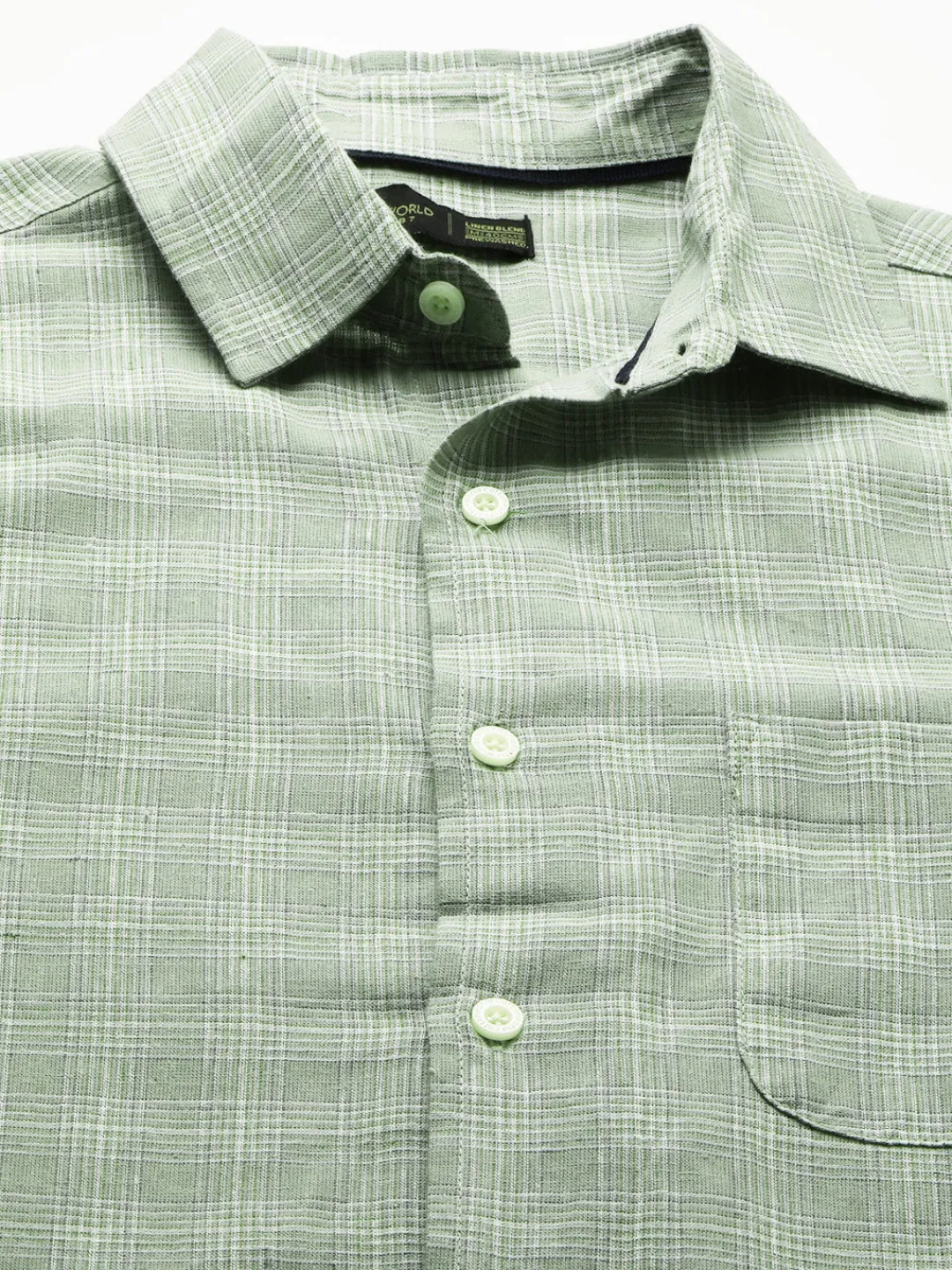 Women Cottonworld Shirts | Shirts^Men's Linen Cotton Regular Fit Checked Shirt