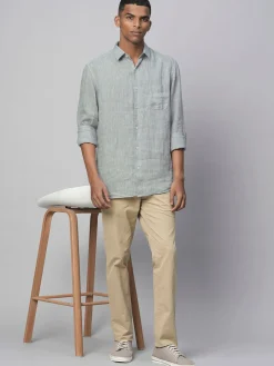 Women Cottonworld 100% Linen Shirts | 100% Linen Shirts^Men's 100% Linen Linen Regular Fit Long Sleeved Shirt