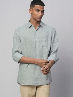 Women Cottonworld 100% Linen Shirts | 100% Linen Shirts^Men's 100% Linen Linen Regular Fit Long Sleeved Shirt