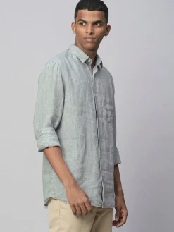 Women Cottonworld 100% Linen Shirts | 100% Linen Shirts^Men's 100% Linen Linen Regular Fit Long Sleeved Shirt
