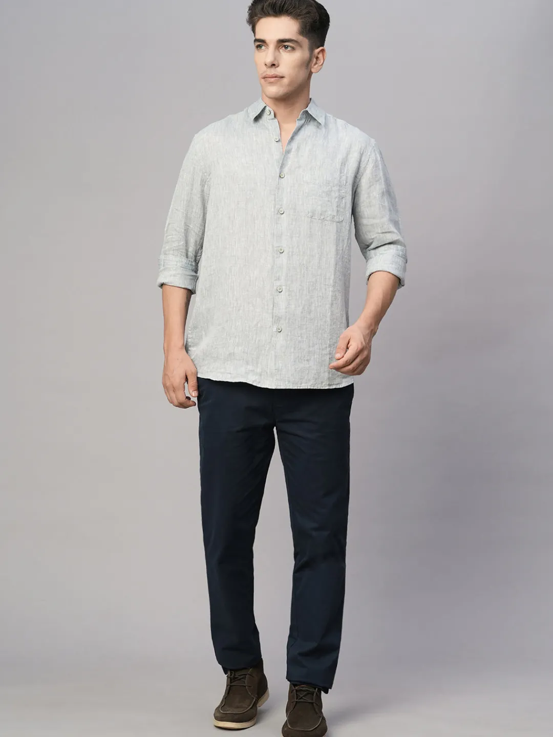 Women Cottonworld 100% Linen Shirts | 100% Linen Shirts^Men's 100% Linen Regular Fit Shirt