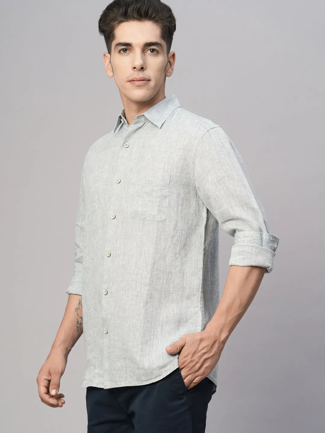Women Cottonworld 100% Linen Shirts | 100% Linen Shirts^Men's 100% Linen Regular Fit Shirt
