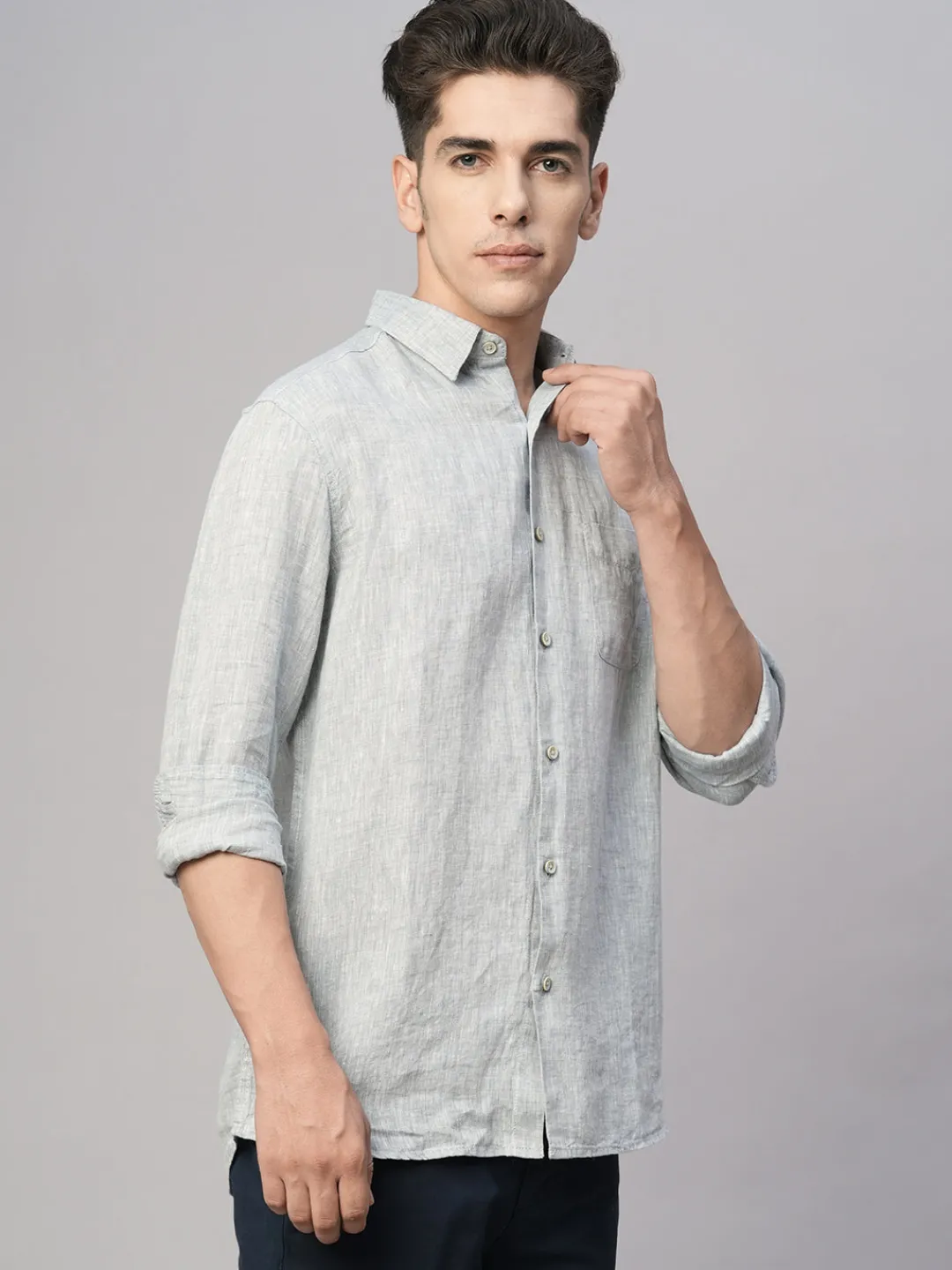 Women Cottonworld 100% Linen Shirts | 100% Linen Shirts^Men's 100% Linen Regular Fit Shirt