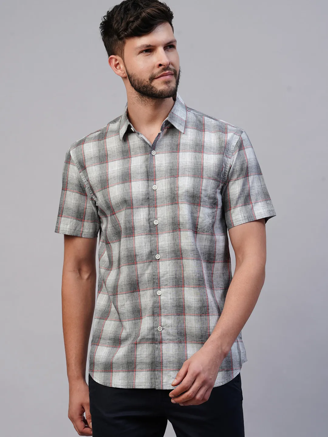 Women Cottonworld Checkered | Checkered^Men's Cotton Lyocell Regular Fit Checked Shirt