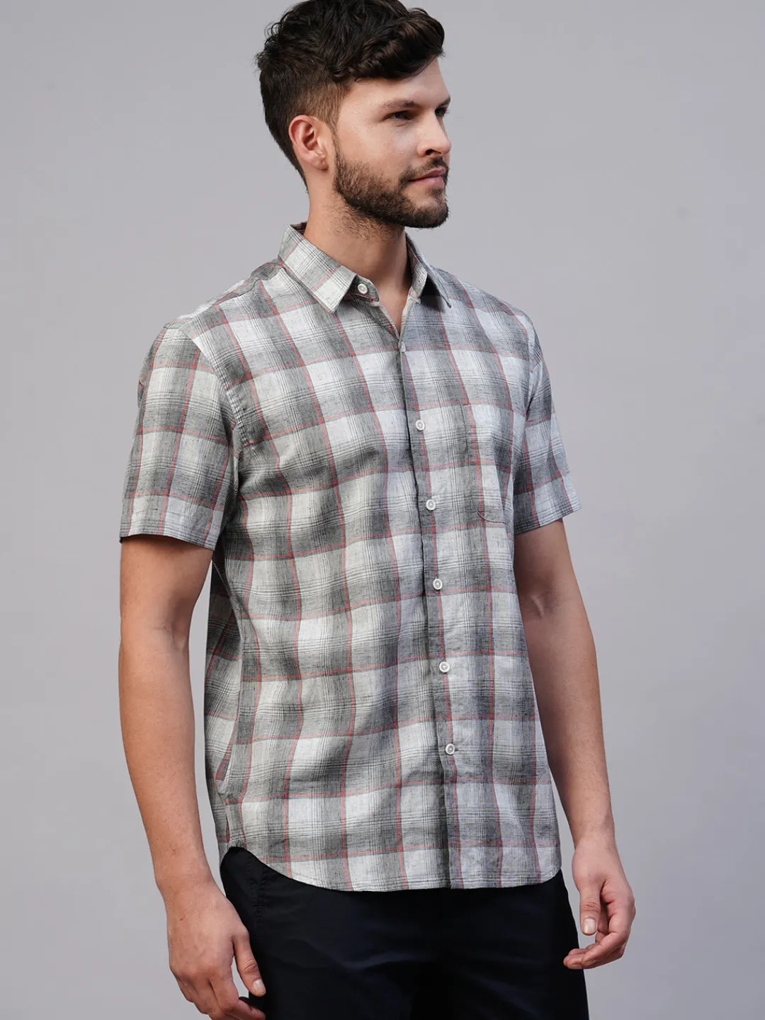 Women Cottonworld Checkered | Checkered^Men's Cotton Lyocell Regular Fit Checked Shirt