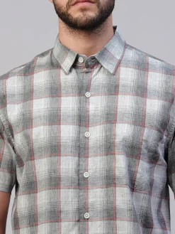 Women Cottonworld Checkered | Checkered^Men's Cotton Lyocell Regular Fit Checked Shirt