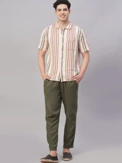 Women Cottonworld Striped | Striped^Men's 100% Cotton Regular Fit Shirt