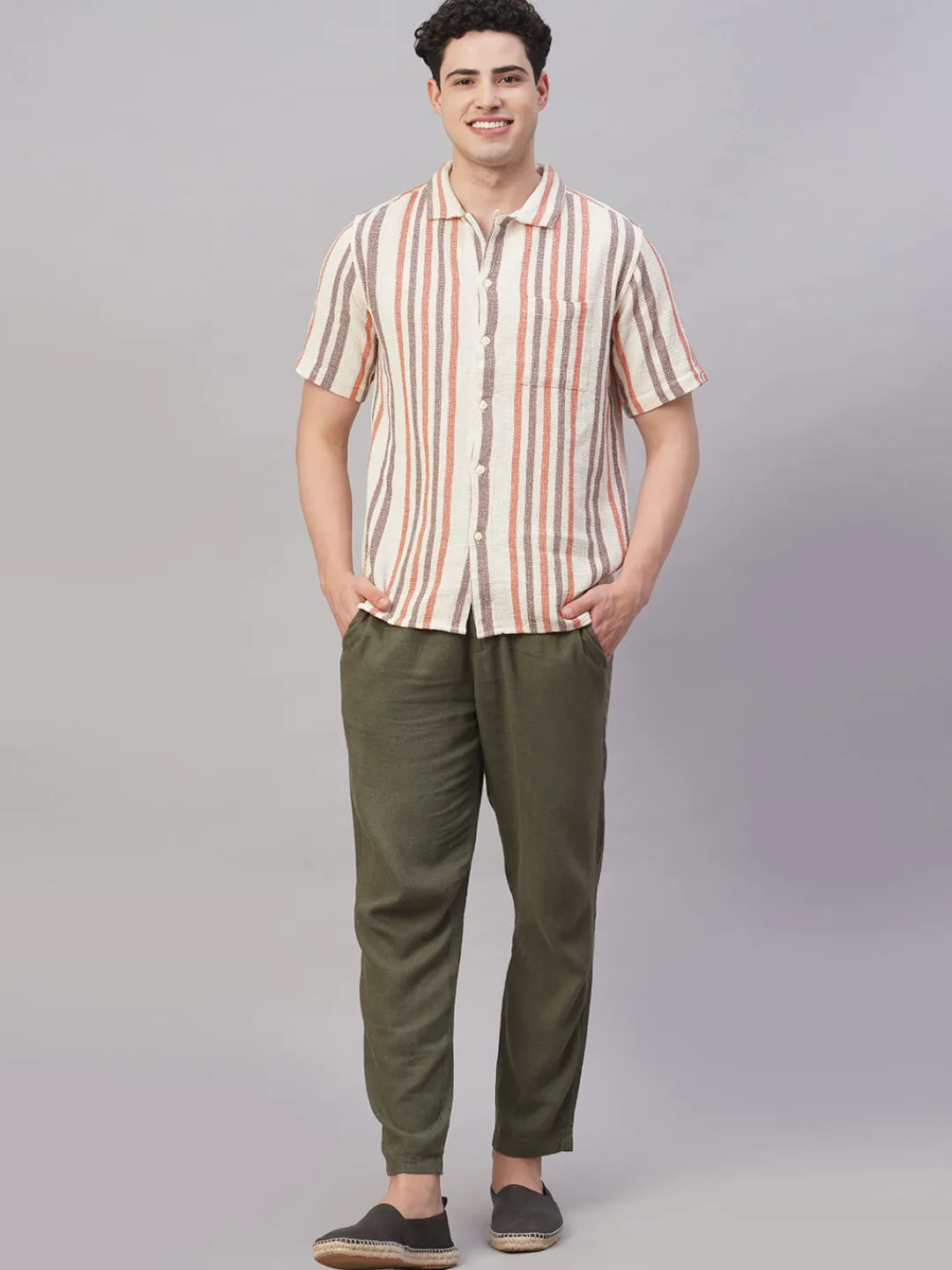 Women Cottonworld Striped | Striped^Men's 100% Cotton Regular Fit Shirt