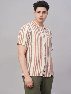 Women Cottonworld Striped | Striped^Men's 100% Cotton Regular Fit Shirt