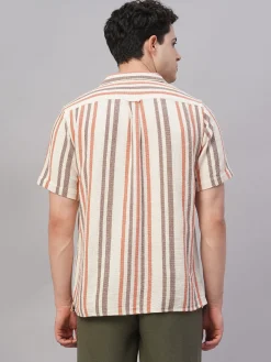Women Cottonworld Striped | Striped^Men's 100% Cotton Regular Fit Shirt