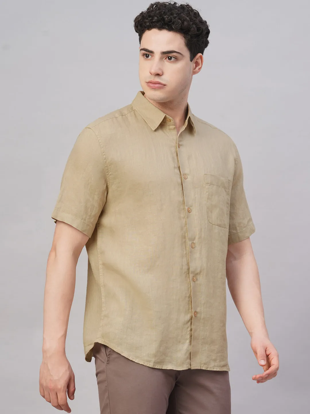 Women Cottonworld 100% Linen Shirts | 100% Linen Shirts^Men's 100% Linen Regular Fit Shirt