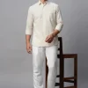 Women Cottonworld Shirts | Shirts^Men's Linen Cotton Regular Fit Striped Shirt
