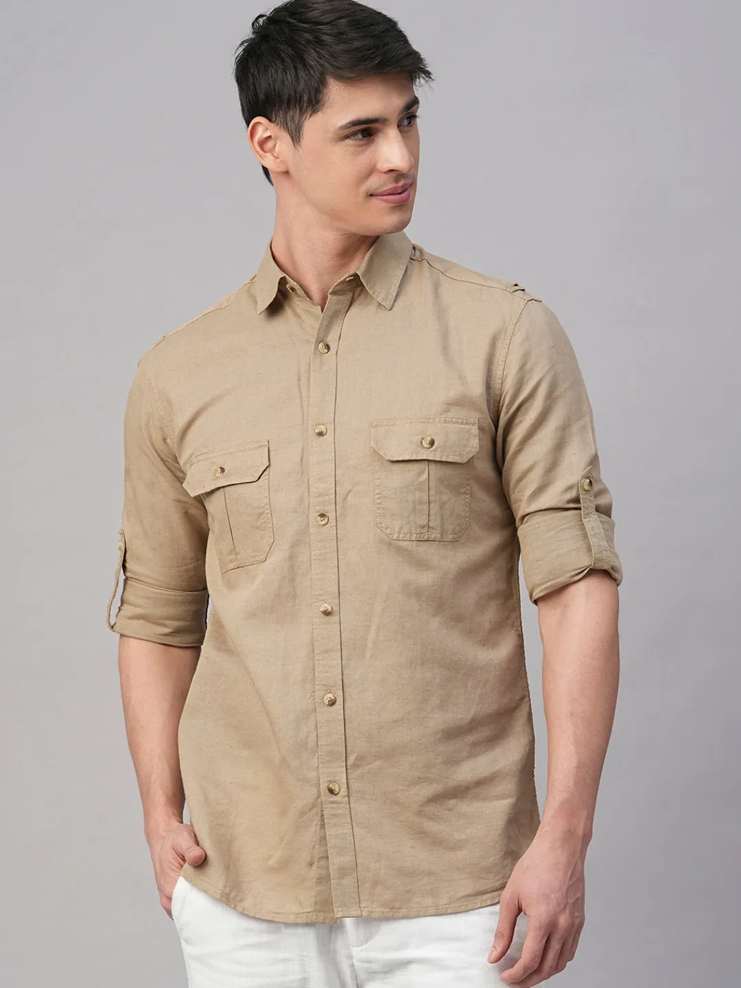 Women Cottonworld Solid | Solid^Men's Linen Cotton Regular Fit Shirt