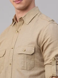 Women Cottonworld Solid | Solid^Men's Linen Cotton Regular Fit Shirt