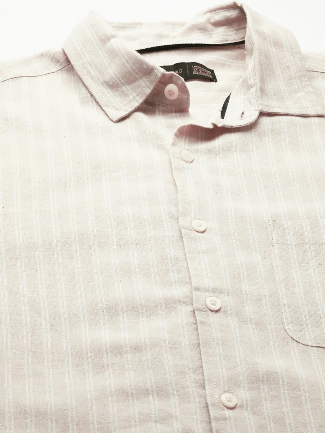 Women Cottonworld Shirts | Shirts^Men's Linen Cotton Regular Fit Striped Shirt