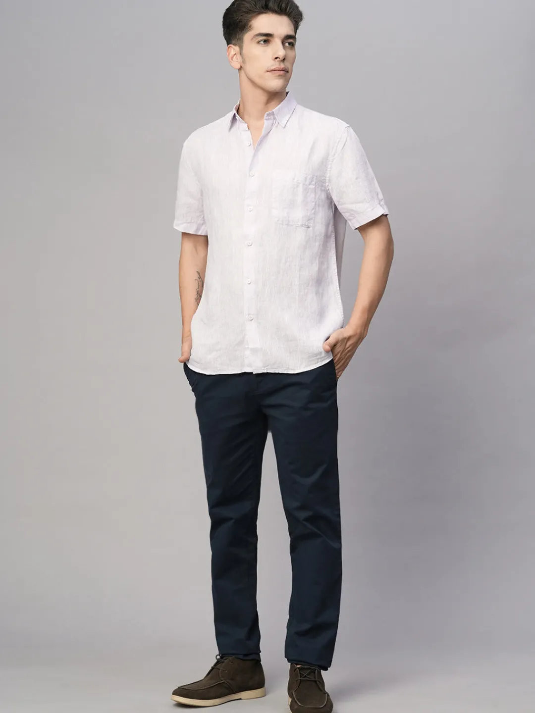 Women Cottonworld 100% Linen Shirts | 100% Linen Shirts^Men's 100% Linen Regular Fit Shirt