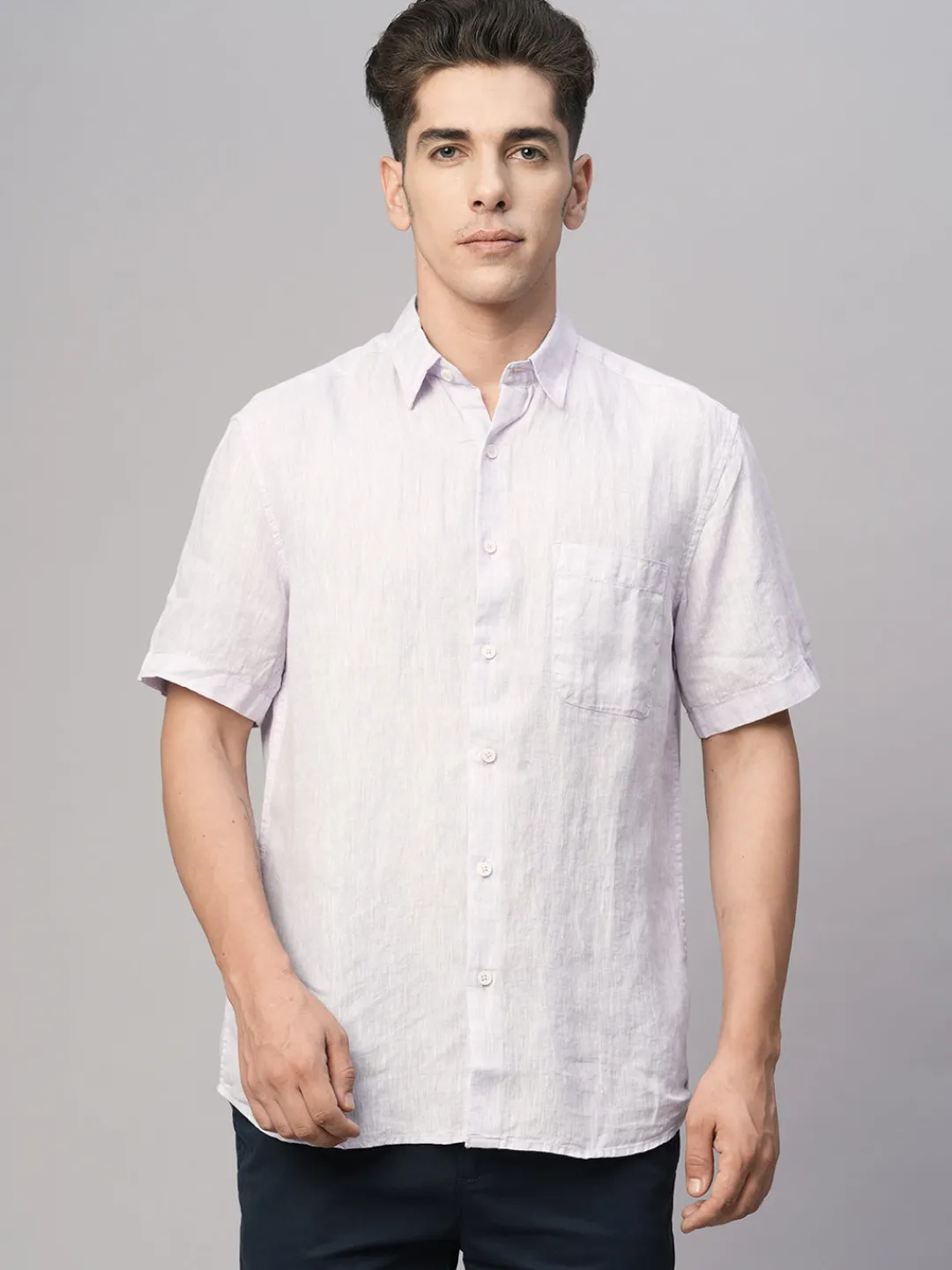 Women Cottonworld 100% Linen Shirts | 100% Linen Shirts^Men's 100% Linen Regular Fit Shirt