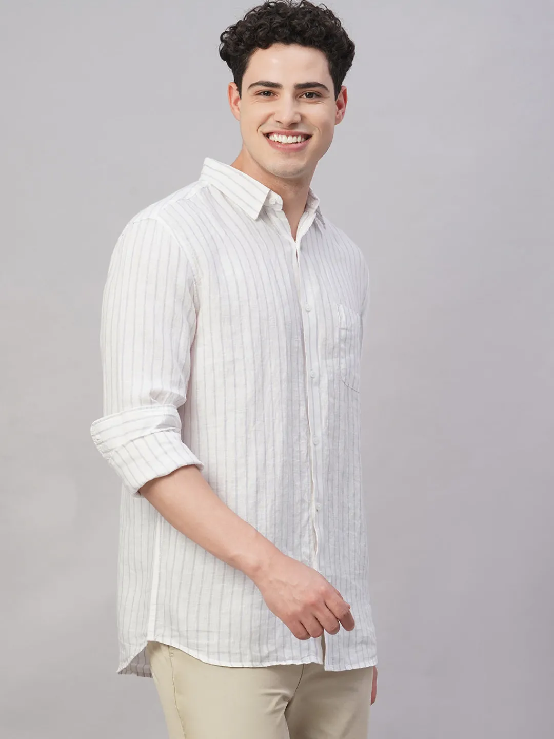 Women Cottonworld 100% Linen Shirts | 100% Linen Shirts^Men's 100% Linen Regular Fit Shirt
