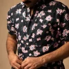 Women Cottonworld Shirts | Shirts^Men's Linen Blend Regular Fit Short Sleeve Printed Shirt