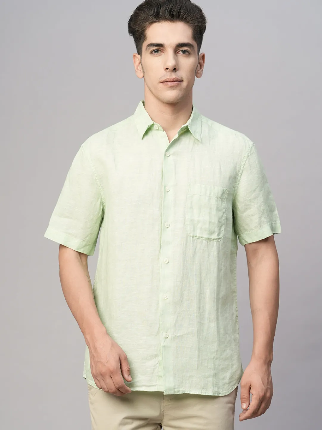 Women Cottonworld 100% Linen Shirts | 100% Linen Shirts^Men's 100% Linen Regular Fit Shirt