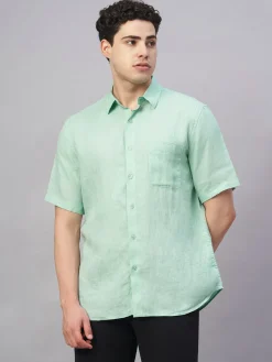 Women Cottonworld 100% Linen Shirts | 100% Linen Shirts^Men's 100% Linen Regular Fit Shirt