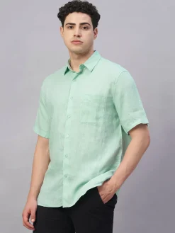 Women Cottonworld 100% Linen Shirts | 100% Linen Shirts^Men's 100% Linen Regular Fit Shirt