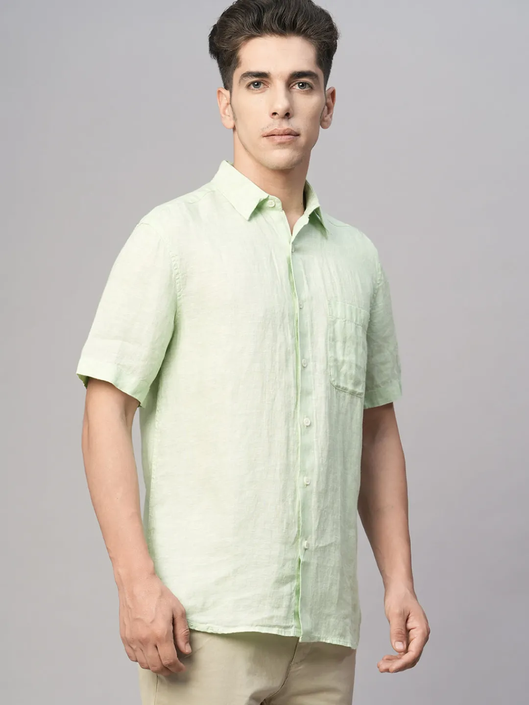 Women Cottonworld 100% Linen Shirts | 100% Linen Shirts^Men's 100% Linen Regular Fit Shirt